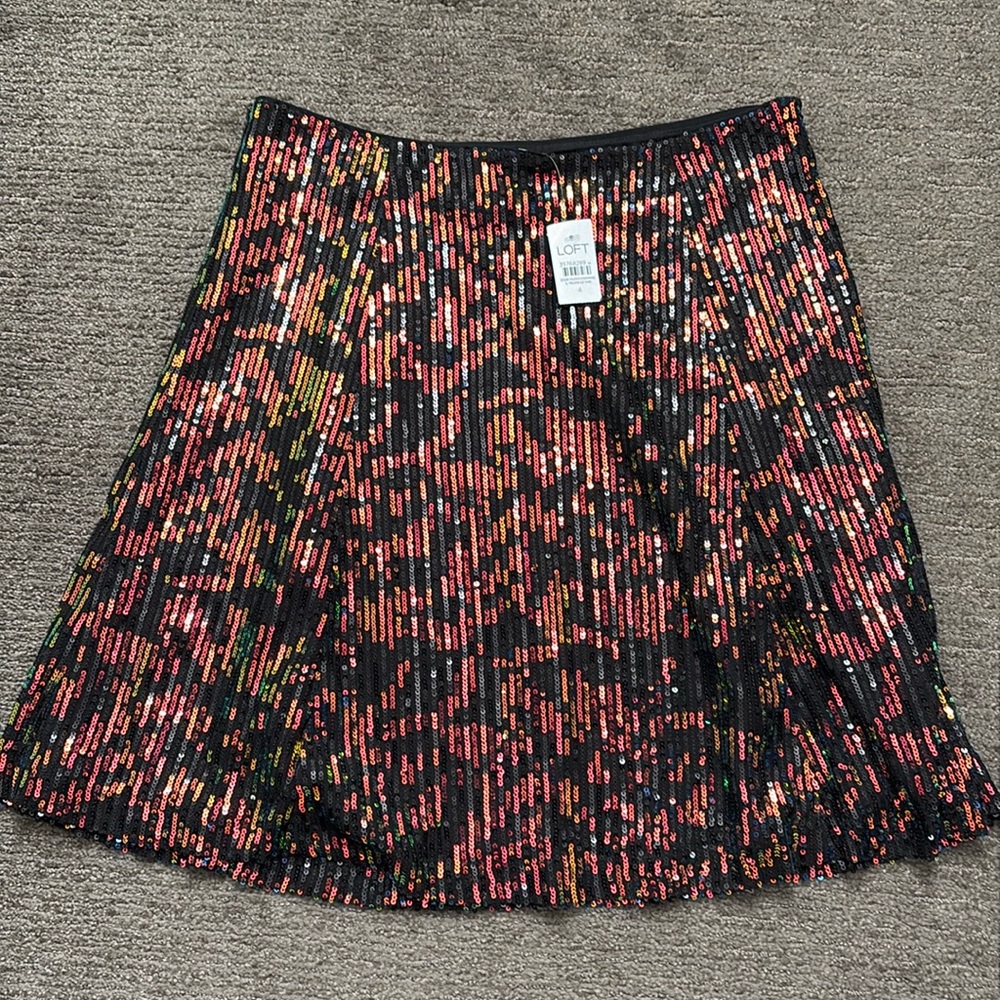 LOFT sequin seamed skirt